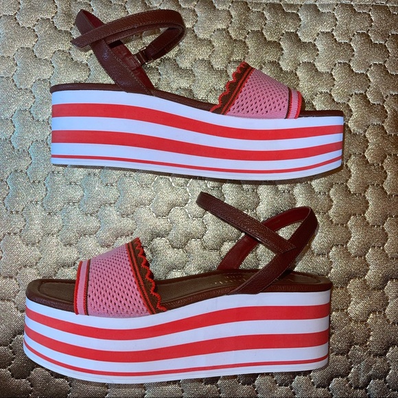 NEW Kate Spade Striped Highrise Wedges - Picture 6 of 12